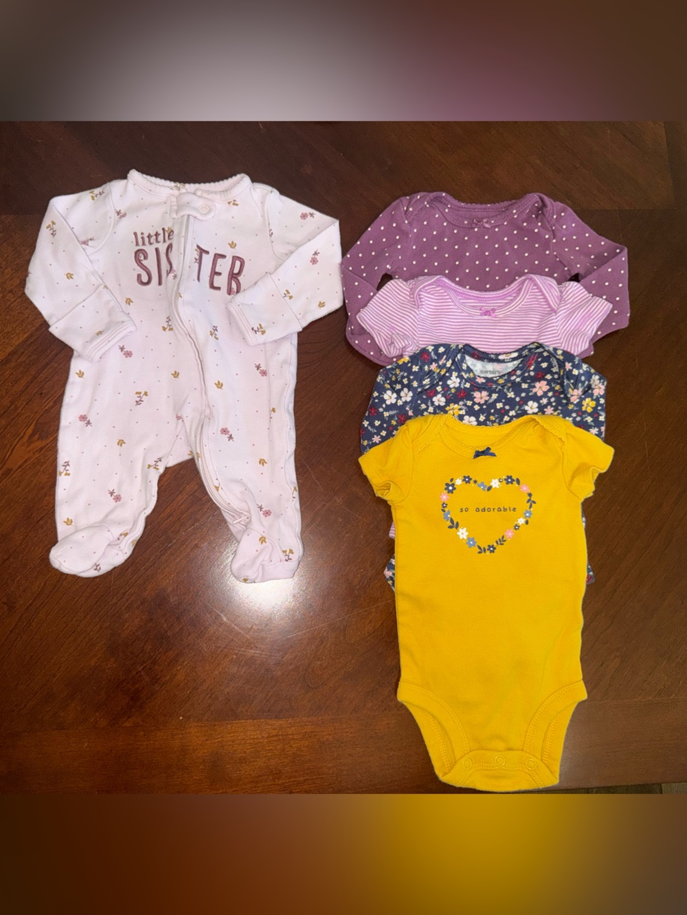 Baby Girls Bundle One-Piece Sleeper and Bodysuit Set - Pink, Yellow, Purple